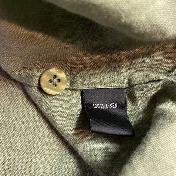 Linda Allard Ellen Tracy 100% Washable Linen Tunic 18 Green Button Down Shirt - Picture 6 of 10